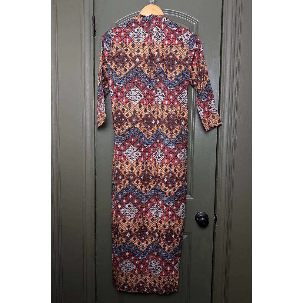 NWT Ro's Garden Clorinda Long Kurta Kaftan Resort Coverup Dress Lachen Brown XS - Picture 4 of 5